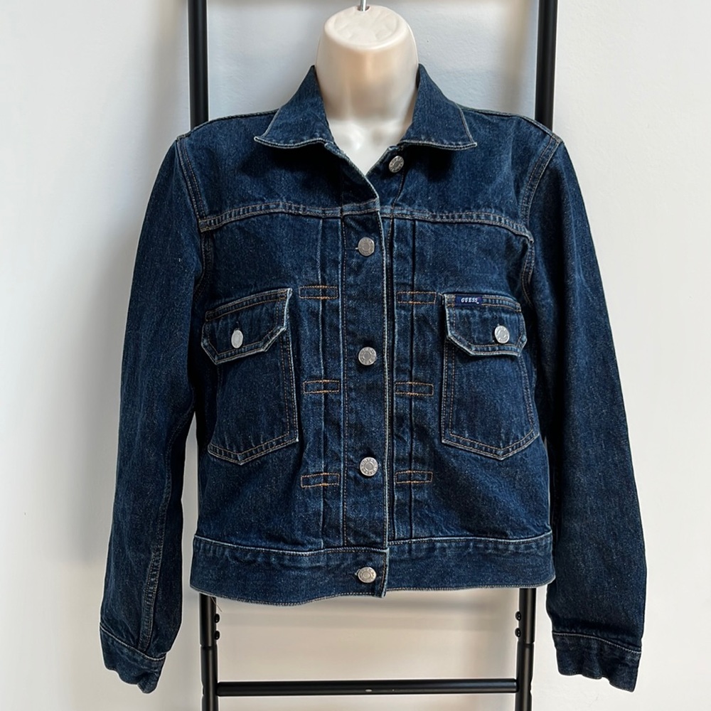GUESS vintage dark blue denim jacket women size L